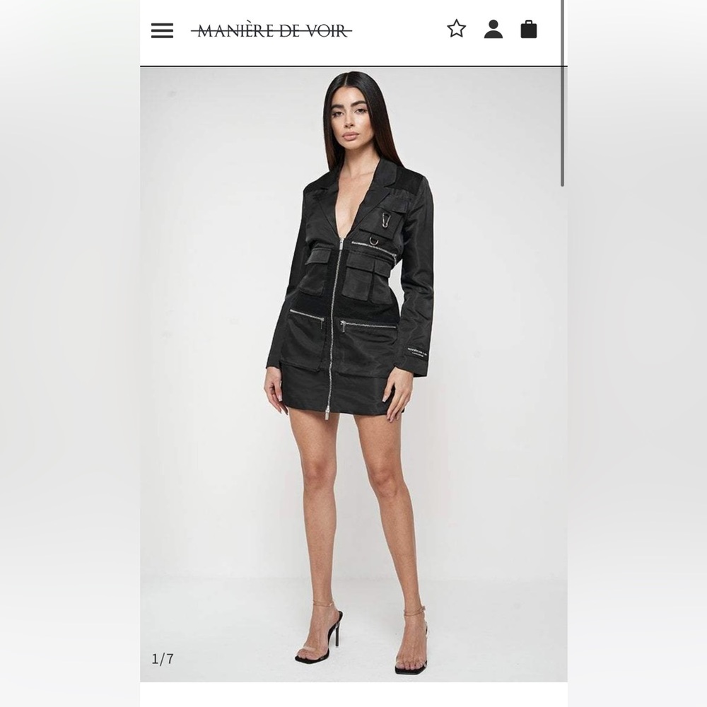 Maniere De Voir - NWT - High Shine Mesh Blazer Dress